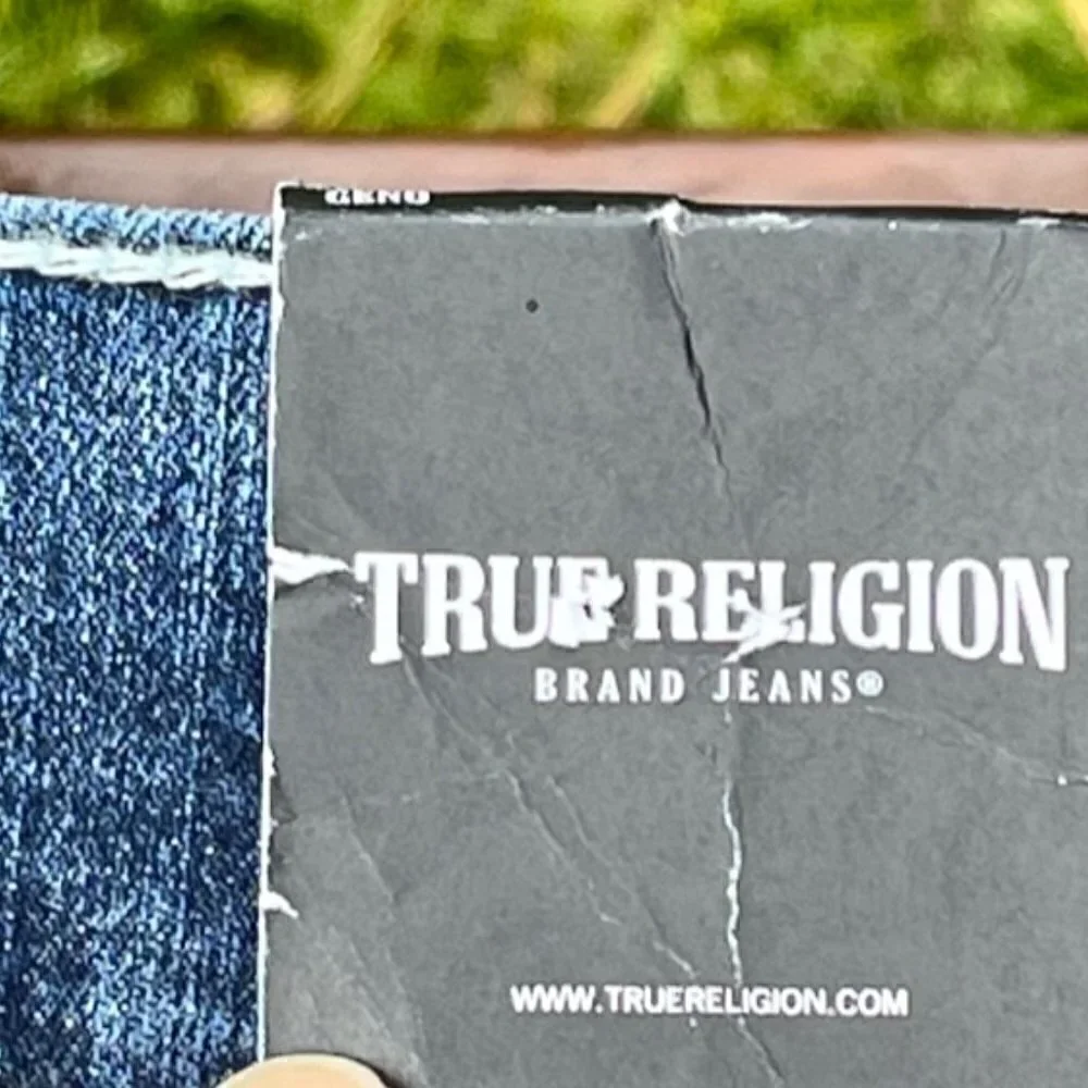 True Religion Geno SN Flap Relaxed Slim Blue Men's Size 33 X 32 Jeans NEW $159
